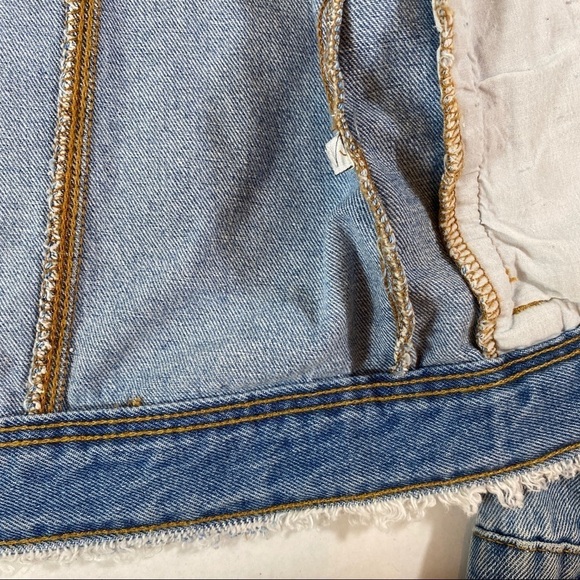 Zara Kids Girls Denim Jacket Sz 13-14 Raw Hem - Picture 6 of 11